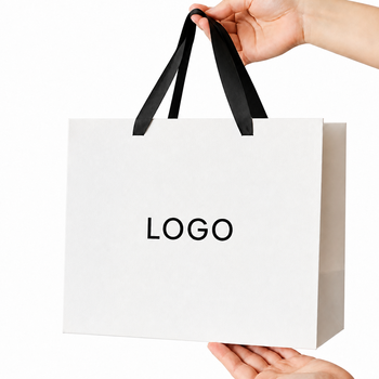 Coated paper bag · Ribbon handles